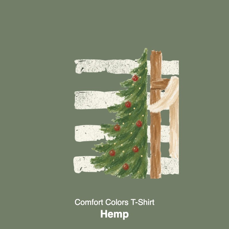 Christmas Tree Cross Design Comfort Colors T-Shirt & Gildan Sweatshirt