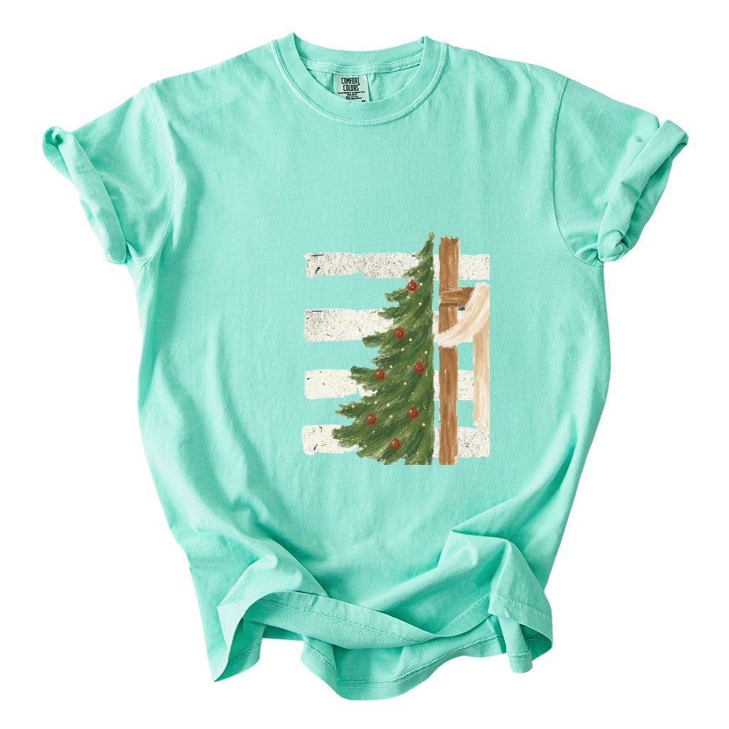 Christmas Tree Cross Design Comfort Colors T-Shirt & Gildan Sweatshirt