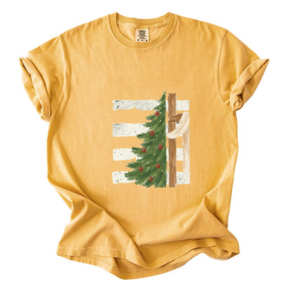 Christmas Tree Cross Design Comfort Colors T-Shirt & Gildan Sweatshirt