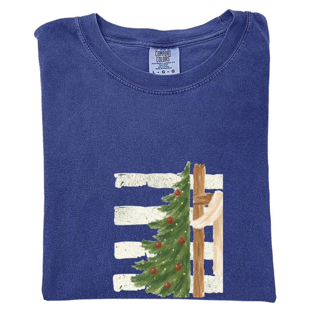 Christmas Tree Cross Design Comfort Colors T-Shirt & Gildan Sweatshirt