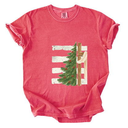 Christmas Tree Cross Design Comfort Colors T-Shirt & Gildan Sweatshirt