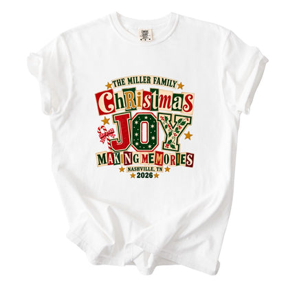 Personalized Christmas Joy Family Shirt - Comfort Colors T-Shirt / Gildan Sweatshirt