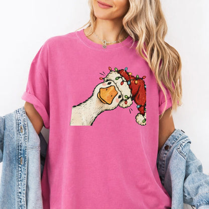 Jolly Christmas Goose Comfort Colors T-Shirt