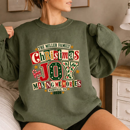 Personalized Christmas Joy Family Shirt - Comfort Colors T-Shirt / Gildan Sweatshirt