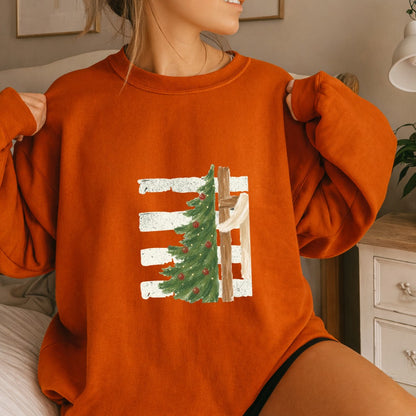 Christmas Tree Cross Design Comfort Colors T-Shirt & Gildan Sweatshirt