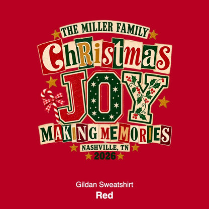 Personalized Christmas Joy Family Shirt - Comfort Colors T-Shirt / Gildan Sweatshirt