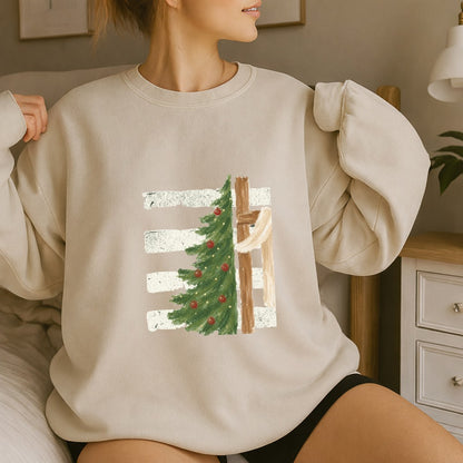 Christmas Tree Cross Design Comfort Colors T-Shirt & Gildan Sweatshirt