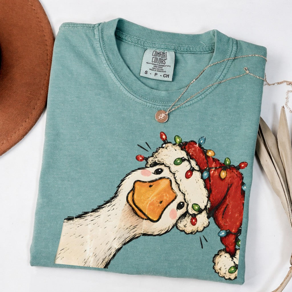 Jolly Christmas Goose Comfort Colors T-Shirt