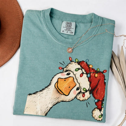 Jolly Christmas Goose Comfort Colors T-Shirt