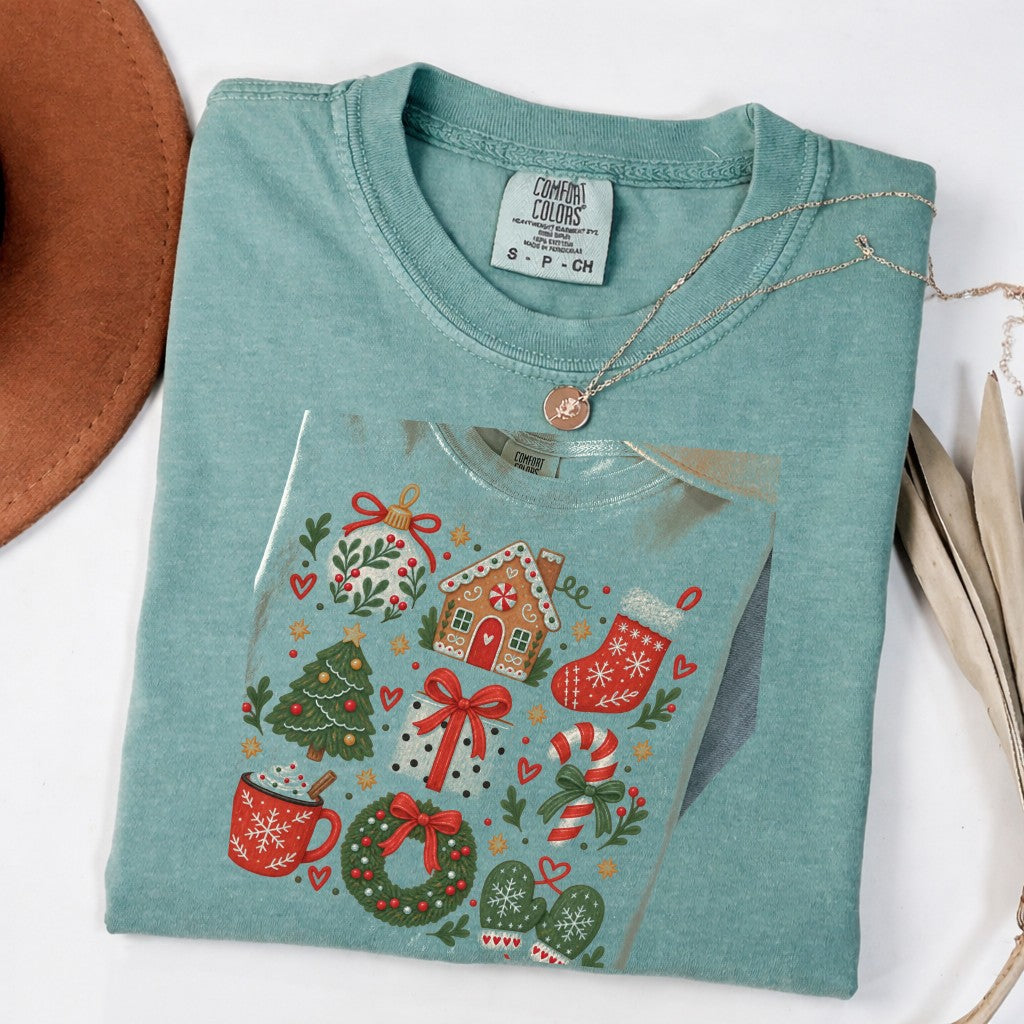 Cozy Folk Christmas Icons Comfort Colors T-Shirt