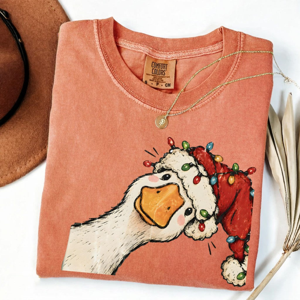 Jolly Christmas Goose Comfort Colors T-Shirt